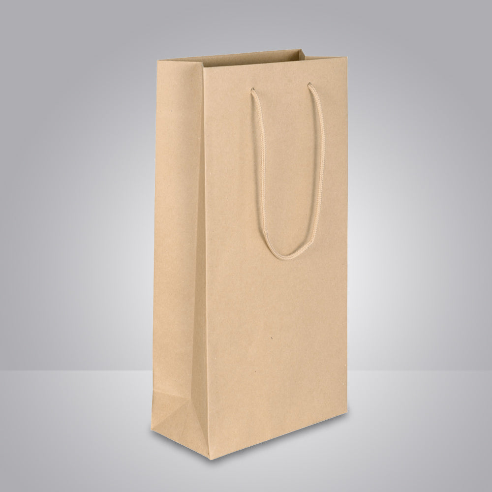 flaschentasche in braun mit baumwollkordeln