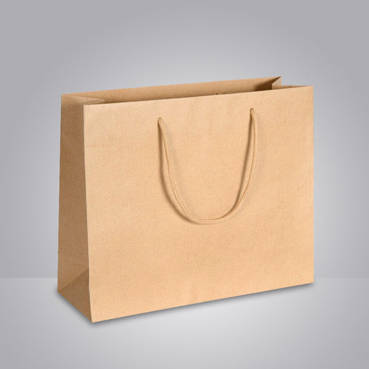 hochwertige braune papiertasche mit baumwollkordeln mit bedruckung moeglich