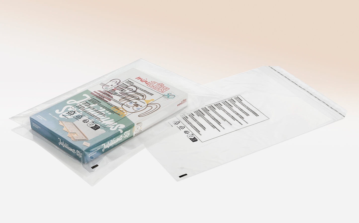 Polybeutel mit warntext wiederverschliessbar