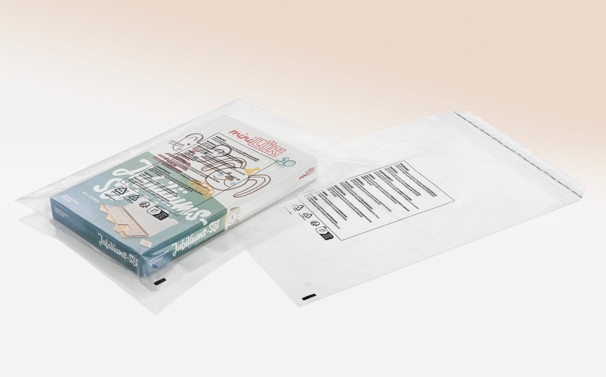 Polybeutel mit warntext wiederverschliessbar