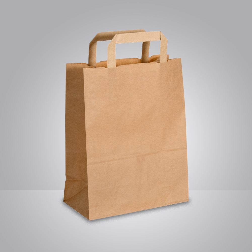 papiertasche in braun mit flachen henkeln ohne Druck