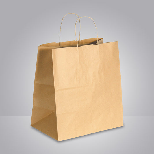 takeaway mit gedrehten papierkordeln in braun