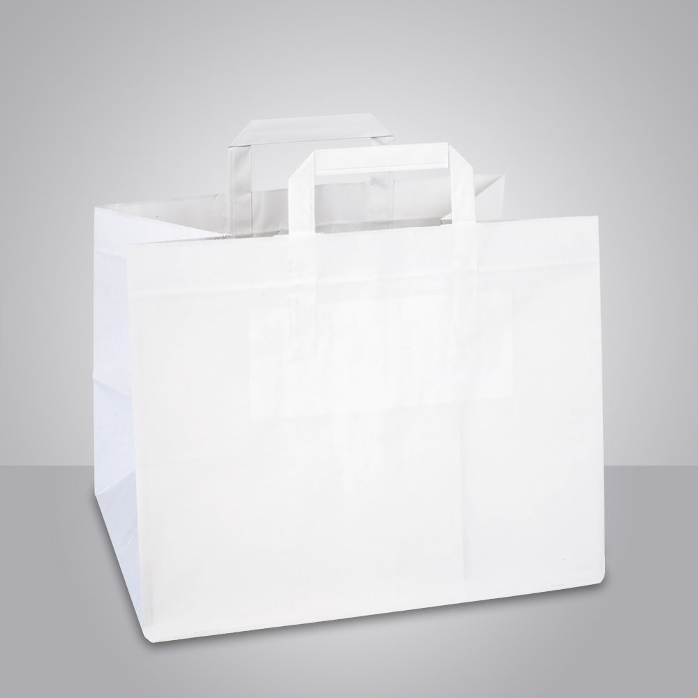 takeaway tasche mit flachen henkeln in weiss