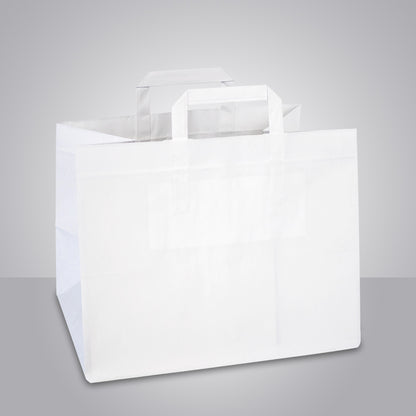 takeaway tasche mit flachen henkeln in weiss